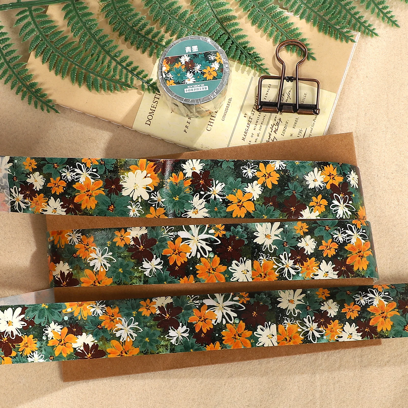 

30mm*300cm Vintage Green Flower Landscape Washi Tape Creative DIY Journal Material Collage Scrapbooking Stationery