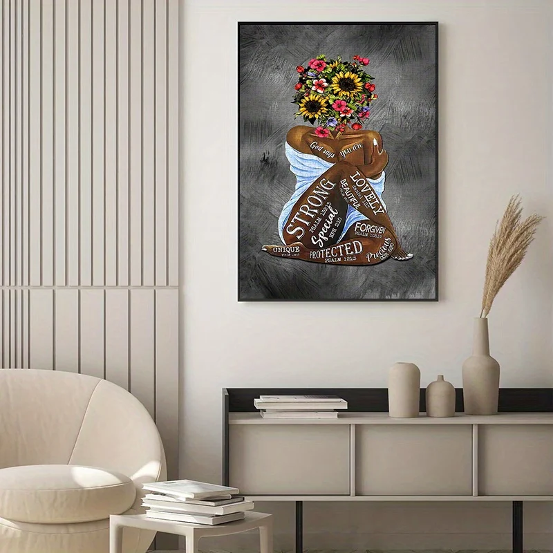 

Пазл, 1000 шт., пазл, с чернокоженкой, цветами и библейскими цитатами. Сделано из высококачественного белого картона