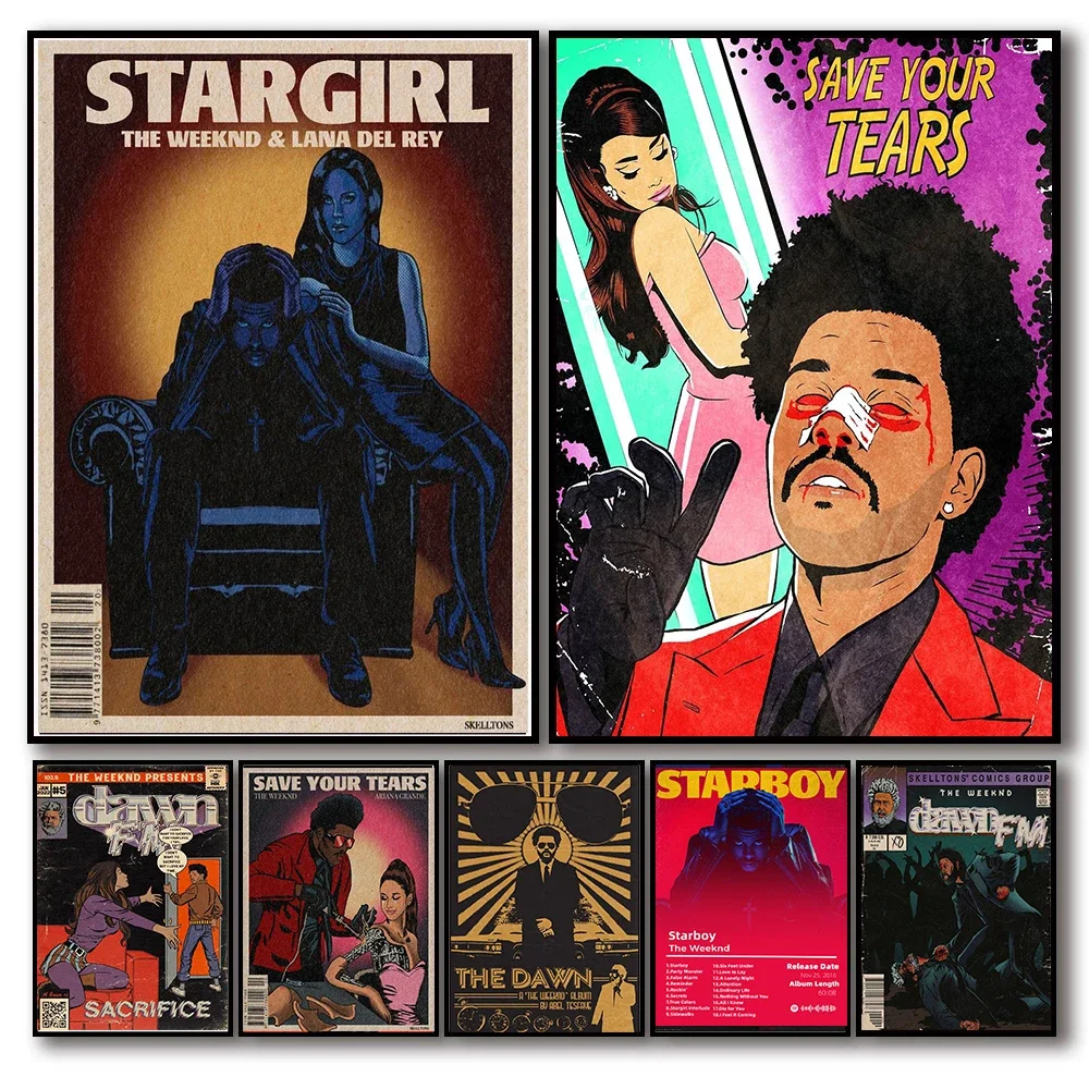 Retro Music Album Cover Rapper Straboy The Weeknd Comics Aesthetic Canvas Painting Poster Wall Art Picture Room Decoration
