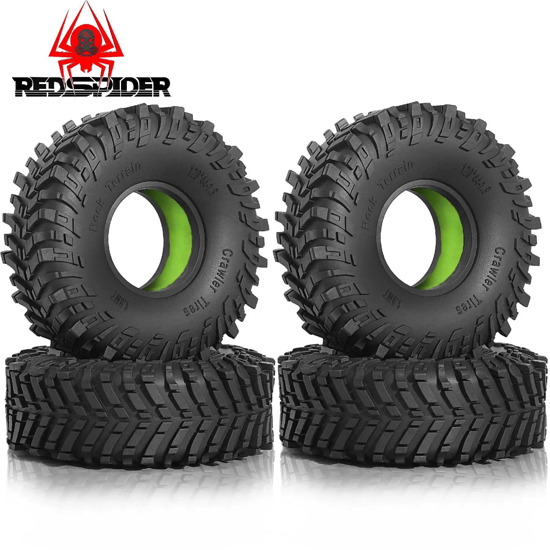 

RC Crawler 4pcs 1.9'' Tires with Dual-Stage EVA Foam Inserts - Compatible with TRX4/TRX6 Axial SCX10 - 1/10 Scale Upgrade Set