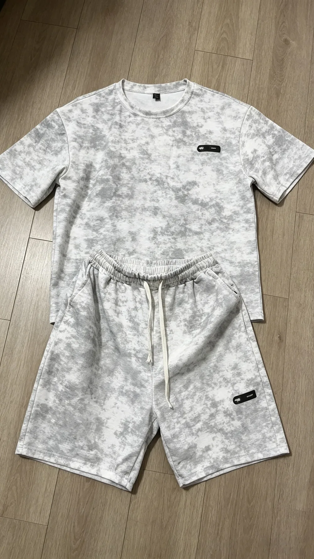 7XL 8XL Tie Dye T Shirt and Shorts Set Men White Casual Streetwear Co Ord Set Men Summer Loose Sportswear 2 Piece Outfit Men - Image 6