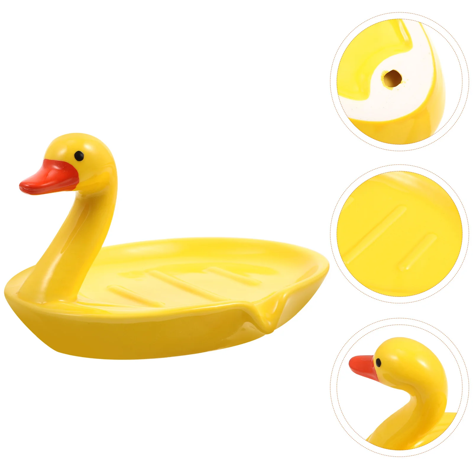 

Self Draining Swan Soap Dish Ceramic Holder for Bathroom Sink Shower Travel Portable Soap Tray Quick Dry Decorative Design
