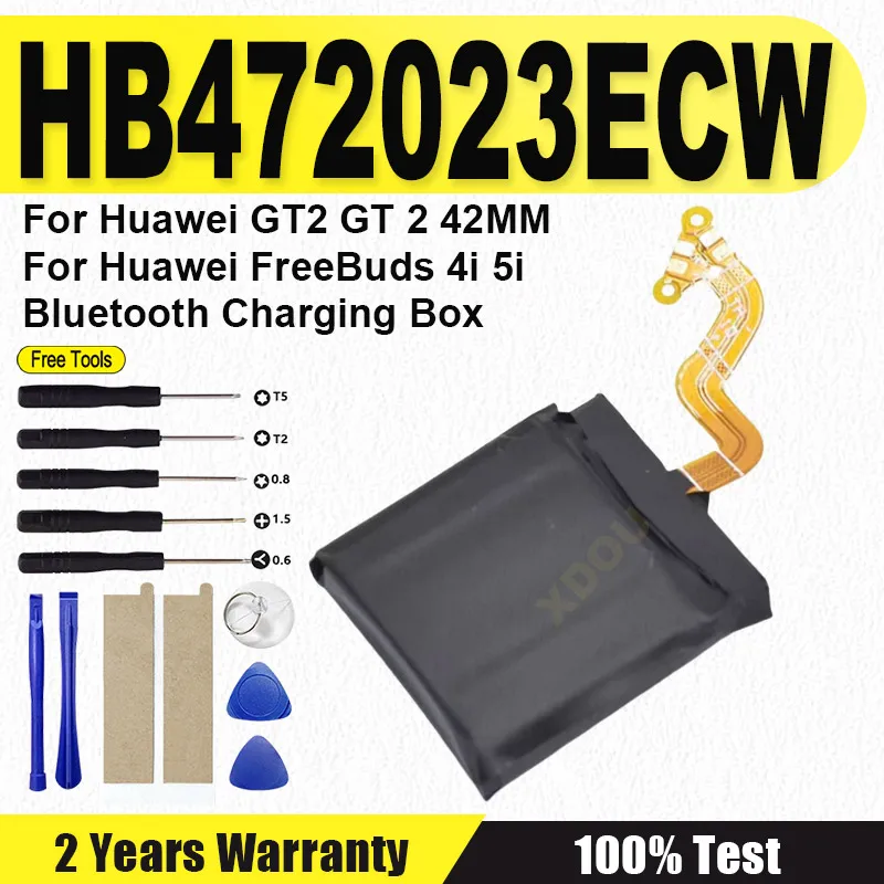 

215mAh HB472023ECW Battery Batteries For Huawei GT2 GT 2 42MM Watch / FreeBuds 4i 5i Bluetooth Charging Box Battery + Tools