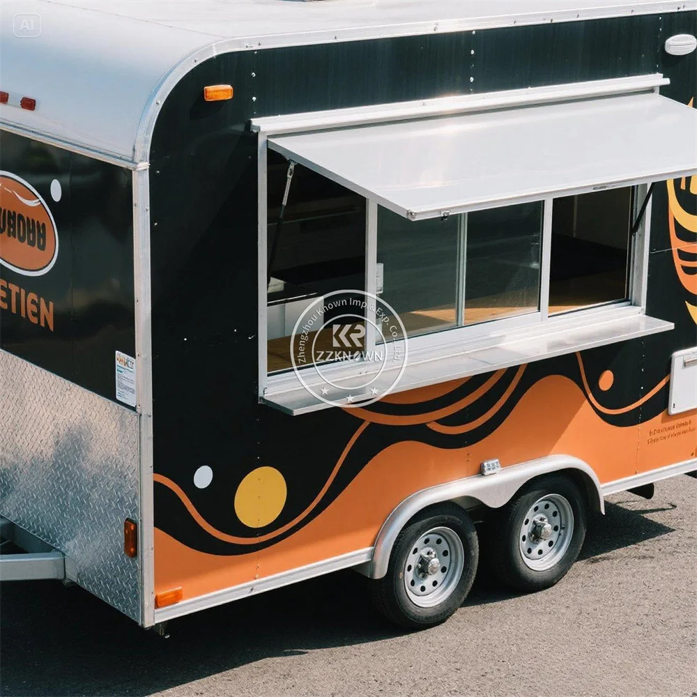 

Concession Mobile Food Truck Trailer With Ice Cream Hot Dog Cart Customized Size Street Fast Food Truck