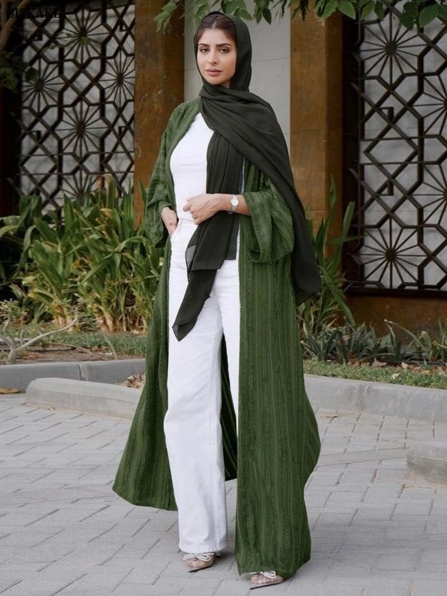 

Siskakia Muslim Elegant Casual Open Abayas New Solid Cardigan Dubai Fashion Kaftans Woman 2025
