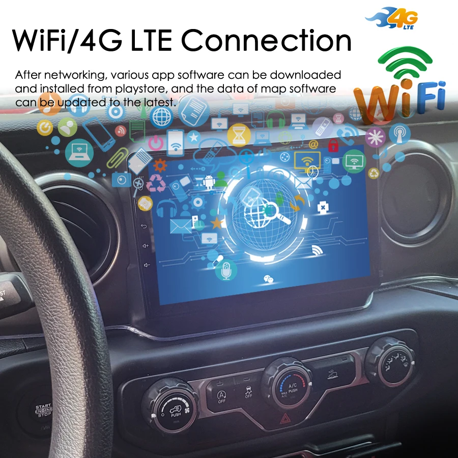 Android 14 AI voz Radio de coche navegación GPS para Jeep Wrangler 4 JL 2018 2019 reproductor de vídeo Multimedia unidad principal estéreo CarPlay 2