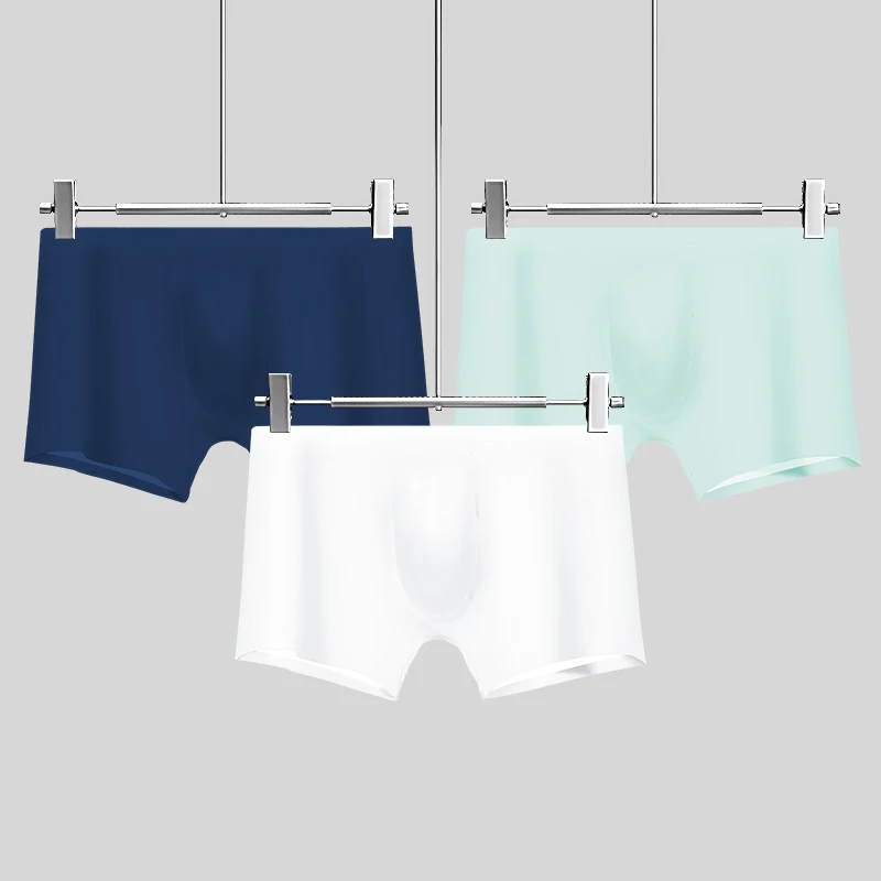

Men's underwear Men's ice silk 3D punch bottom crotch boxers Seamless ultra-thin boxers summer breathable shorts head