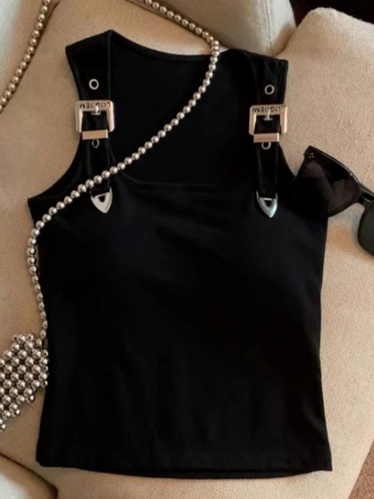 

Summer Sweet Cool Camisole Vest for Women 2025 New Sleeveless Simple Tops Mujer Y2k Slim Fit All-match Black Tank Top