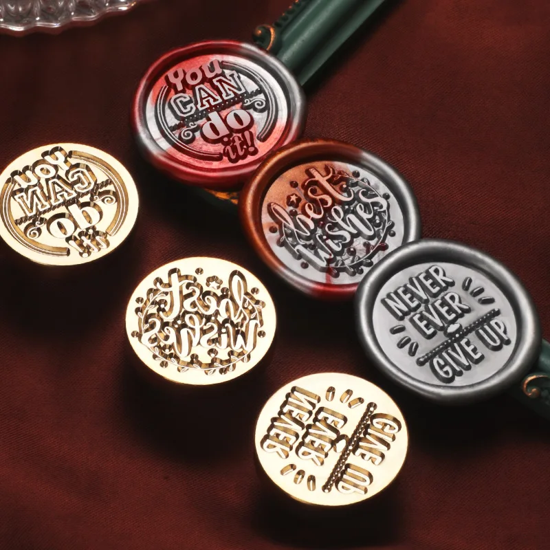 الإنجليزية بركات ختم رئيس الشمع ختم المغلف ختم بطاقات المعايدة هدايا دعوة الزفاف ، شكرًا لك/حظا سعيدا/أطيب التمنيات