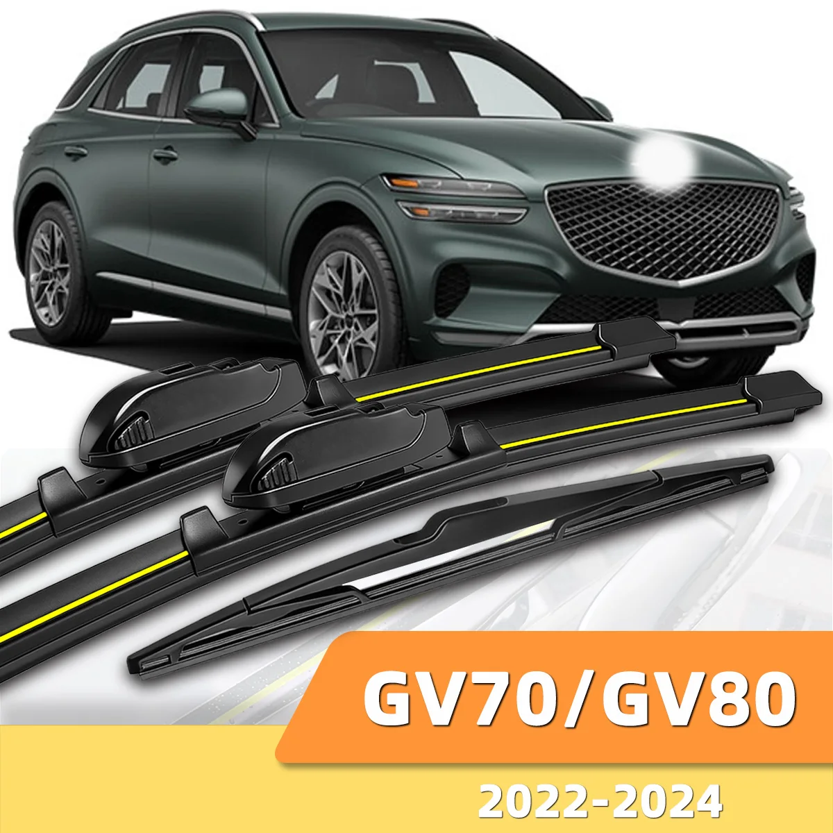 3-teiliges Set Front- und Heckscheibenwischer, passend für Genesis GV70/GV80 2020-2025, Auto-Windschutzscheiben-Zubehör 2021 2022 2023