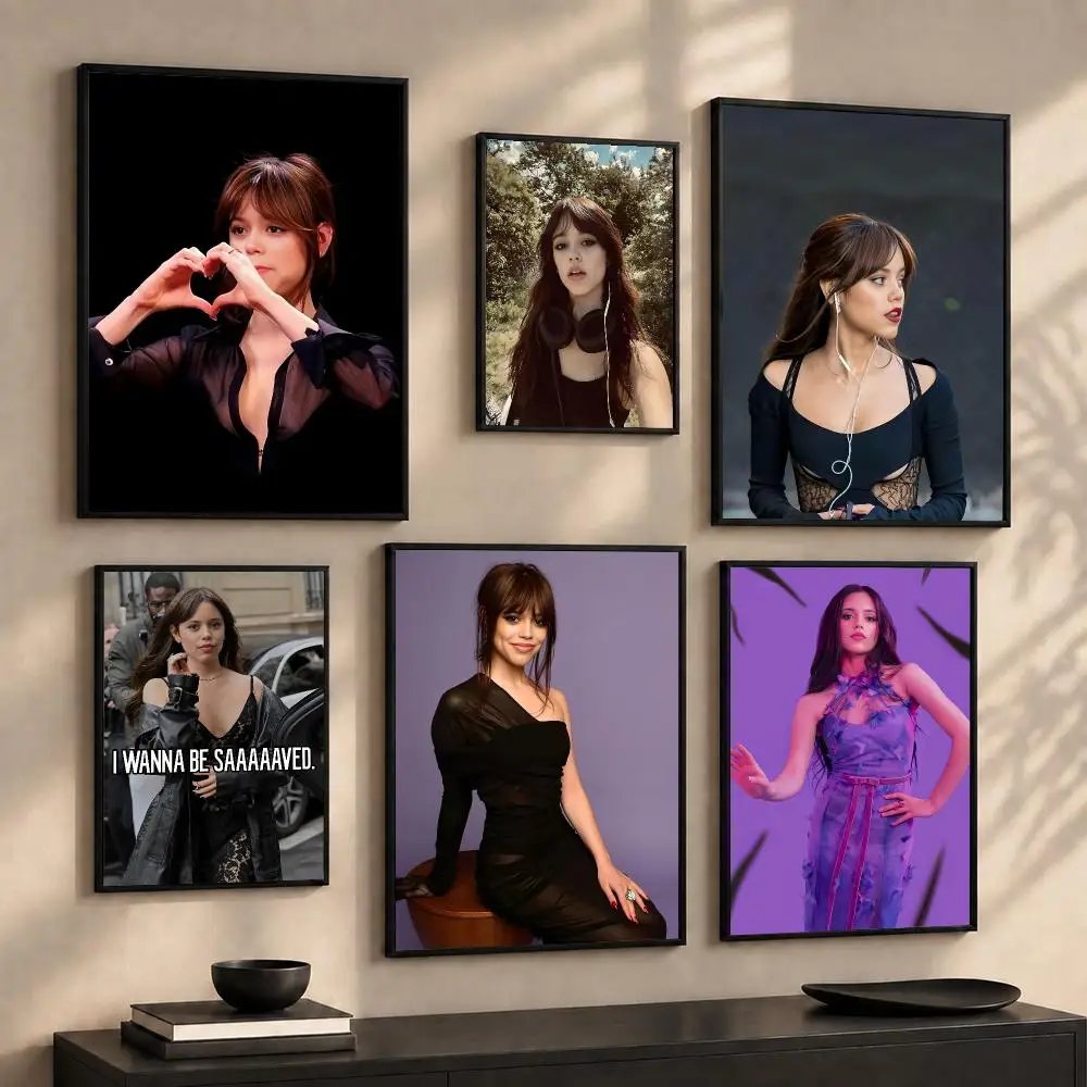 Pop Actor J-Jenna Ortega Painting Canvas Wall Art Prints for Living Room Bedroom Home Decor Halloween Gift