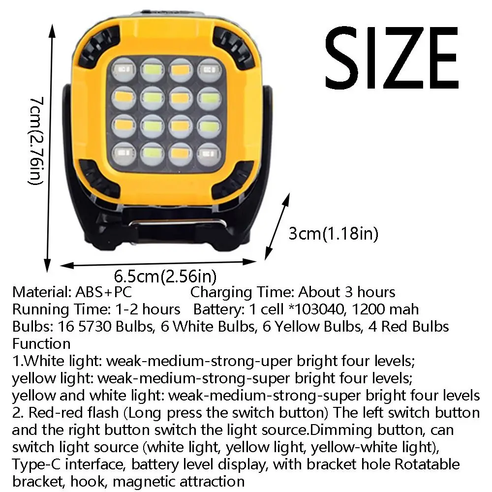 Lampe de travail Led très brillante, compacte, 1200mAh, Mini lampe de Camping, sans fil, Portable, lanterne d'urgence en plein air, pêche