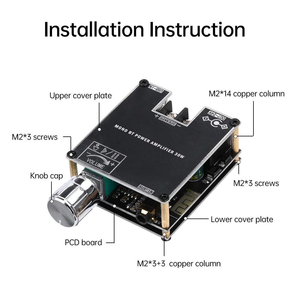 ZK-301B 30W Mono Audio Amplifier Board Bluetooth 5.3 Sound Amplifier Module with True Wireless TWS AMP Module Home Theater