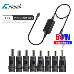 Type C Boost Cable To DC 5V/9V/12V/15V/20V 60W Fast Charging Wifi To Powerbank Cable for Wifi Router Modem Fan Converter