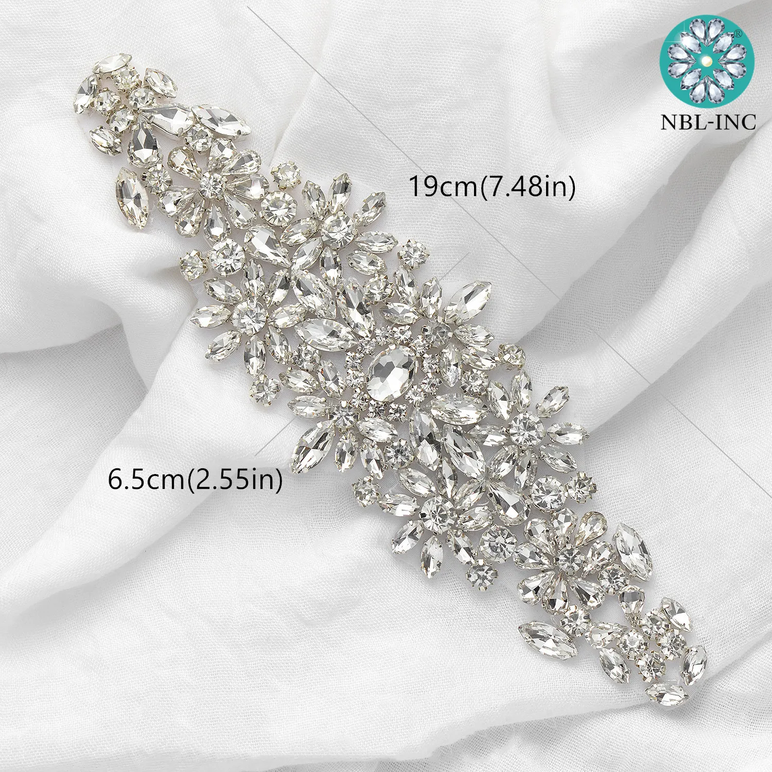 (1PC)Silver crystal rhinestone applique patch pearl belt gold beaded iron on hot fix for wedding dresses clothing sewing WDD0633