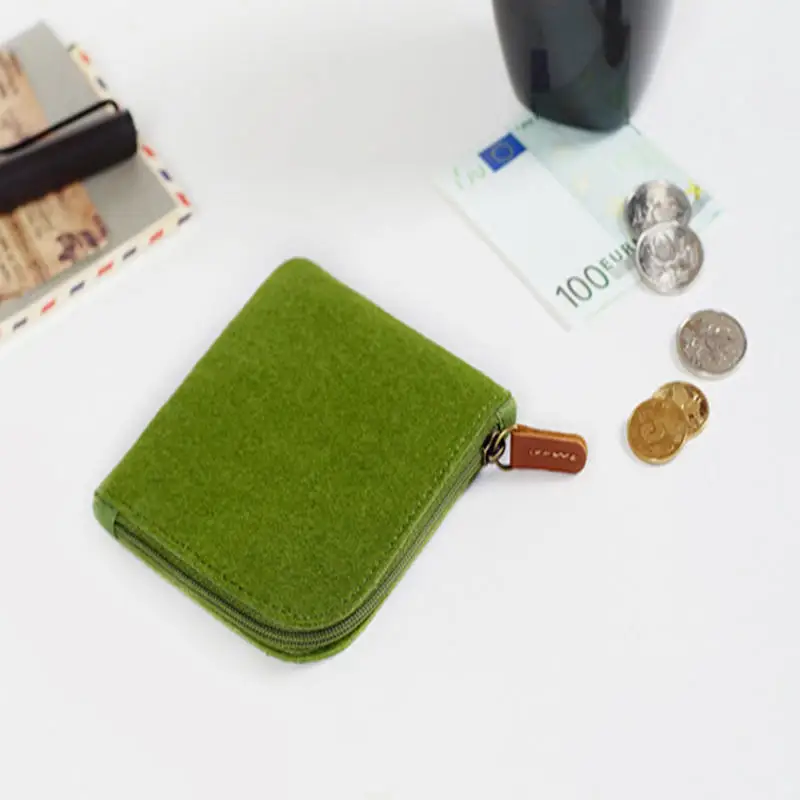 Mini bolsa de moedas de feltro simples zíper criança bolsa de armazenamento bolso de dinheiro cor sólida moeda chave saco das mulheres dos homens bonito carteira retro saco