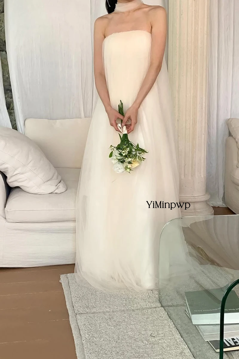 Элегантные свадебные платья Легкое свадебное платье с лямкой на шее без бретелек Романтический стиль Свадебное платье для душа 웨딩드레스 по индивидуальному заказу