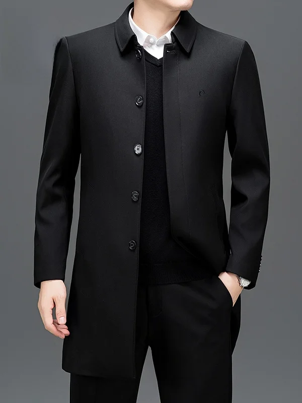 

Pierre Cardin Thiened Long Jaet Detachable Inner Vest Loose Fit Collar Busin Casual Coat for Middle-Aged Men Autumn Wear