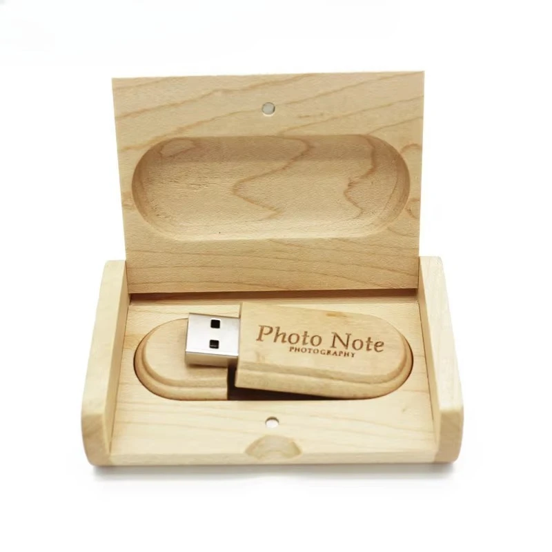 صندوق خشبي من خشب القيقب بشعار مخصص مجاني محرك أقراص فلاش USB 2.0 4GB 8GB 16GB 32GB 64GB 128GB هدايا محركات أقراص القلم التصوير الفوتوغرافي يو القرص
