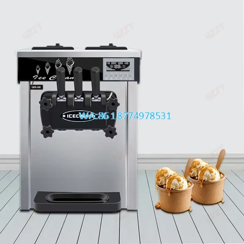 Wmwmnu for 22L H Ice Cream Stainless Steel Table Top Soft Serve 3 Flavor Head Professional Ice Cream Makers