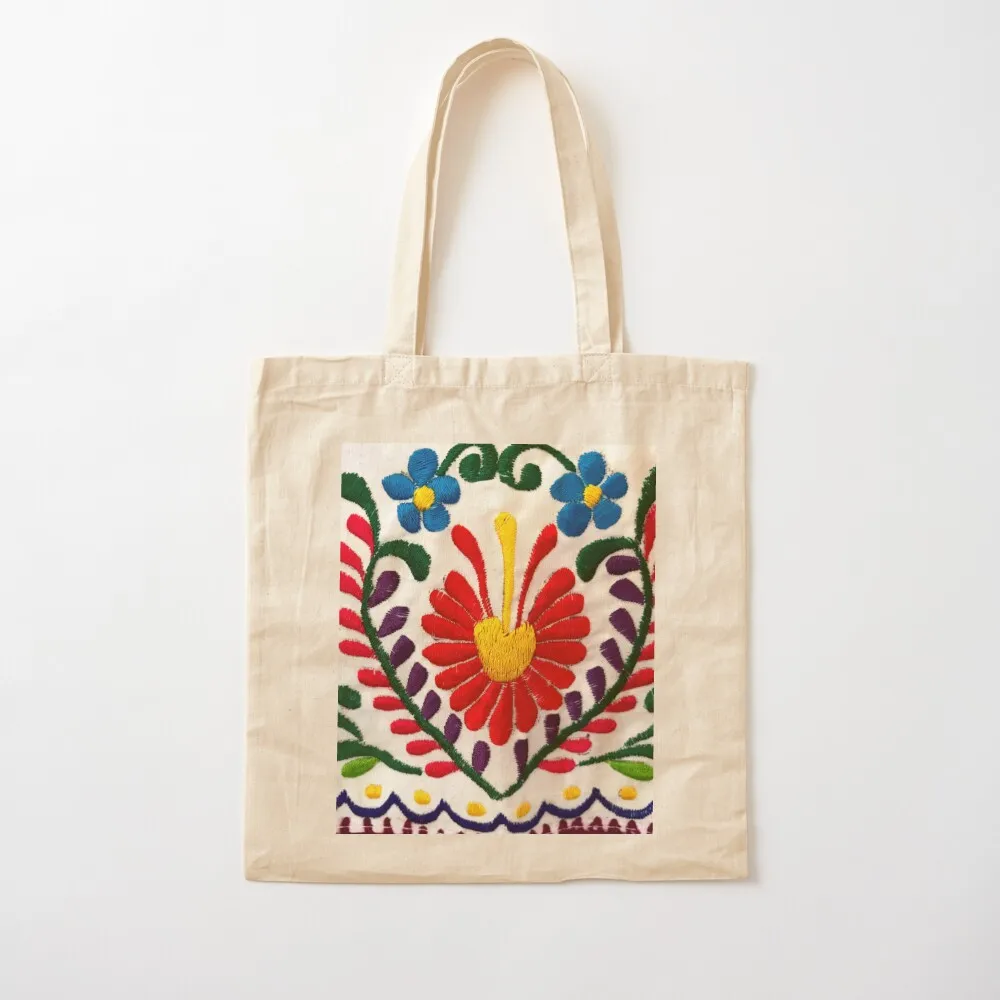 

Mexican Flowers Tote Bag female bag reusable grocery bags Canvas Tote Bag
