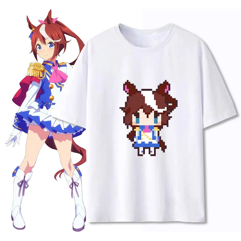 Summer Casual ACG Cosplay Tshirt Japan Anime Pretty Derby Kawaii Pretty Derby Pixel Pattern Printed Unisex T Shirt