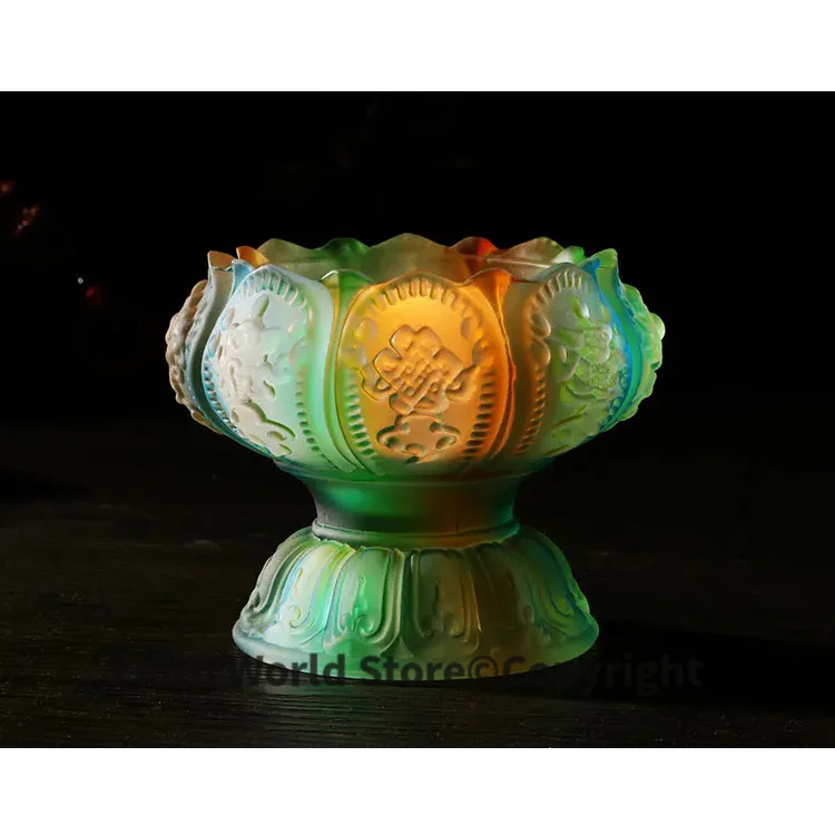 Wholesale Buddhist articles rite Butter Lamp CUP Tibetan Buddhism ceremonies worship HUFA Holy water Colored Glaze Lotus CUP