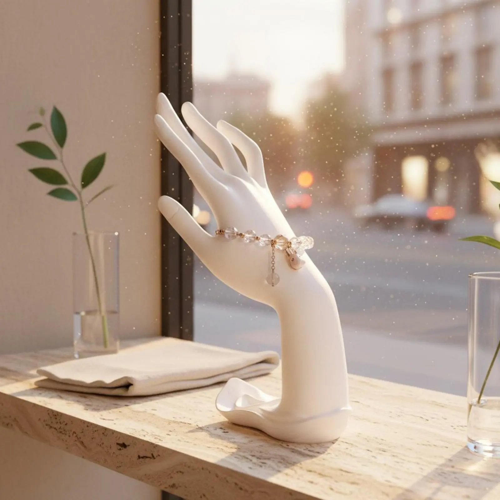 3 Pieces Hand Form Bracelet Stand Gift Idea Resin Hand Jewelry Stand Home Decor Multi-Purpose Elegant Design for Window Showcase