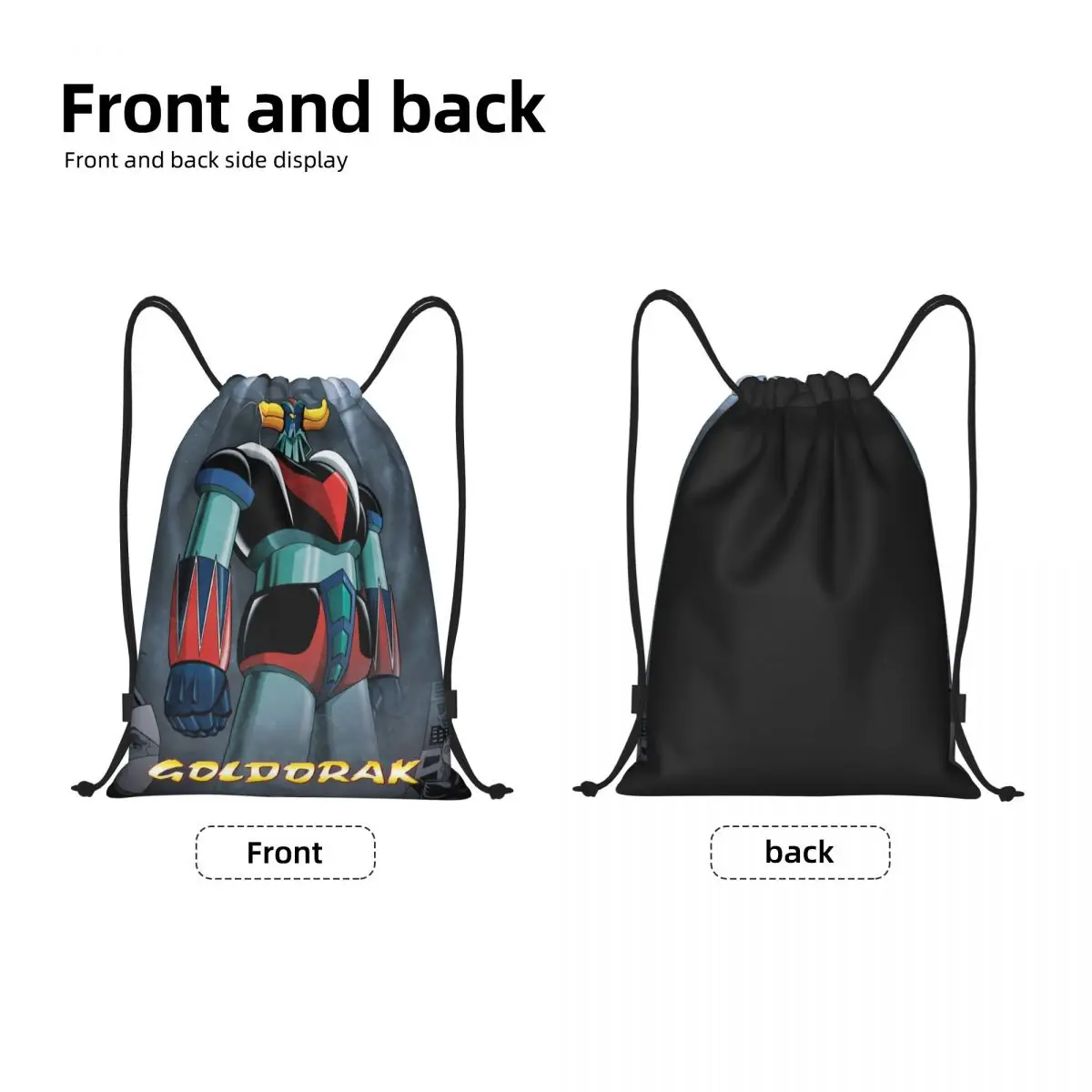 Goldorak Grendizer Kordelzug-Rucksack, Sport-Sporttasche für Damen und Herren, Anime-UFO-Roboter, Goldrake-Einkaufssack