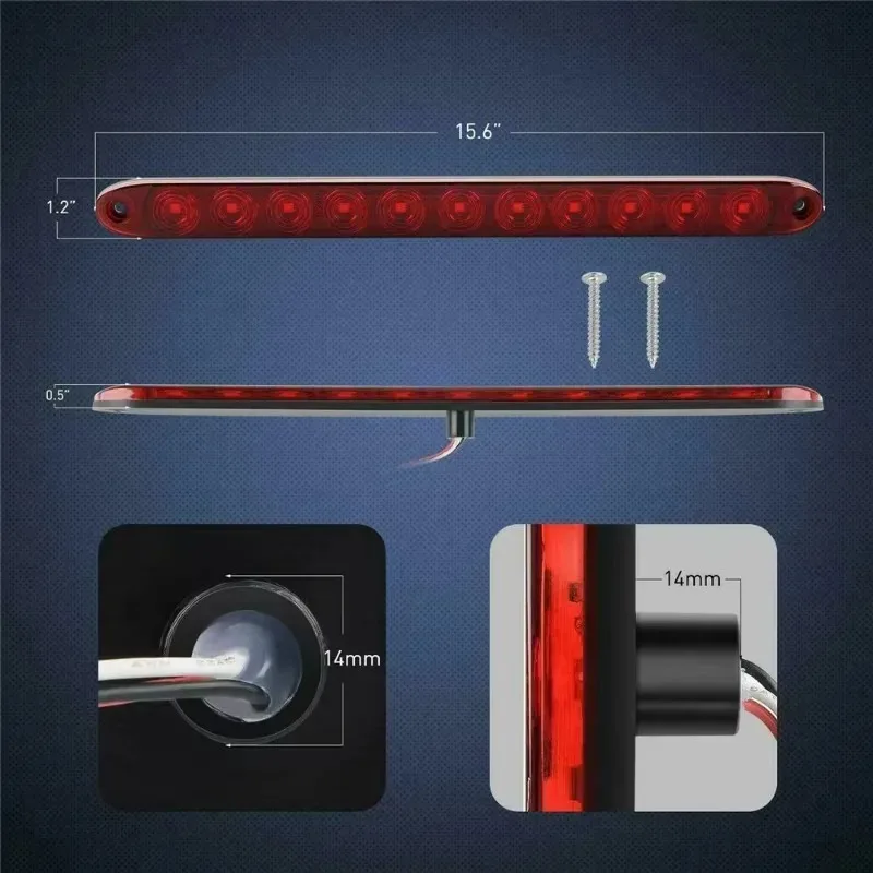 

Popu 1PC Waterproof 16-Inch 11-LED 12V Red Truck Tail Trailer Light with Brake Stop Park High/Low Brightness Marker Bar