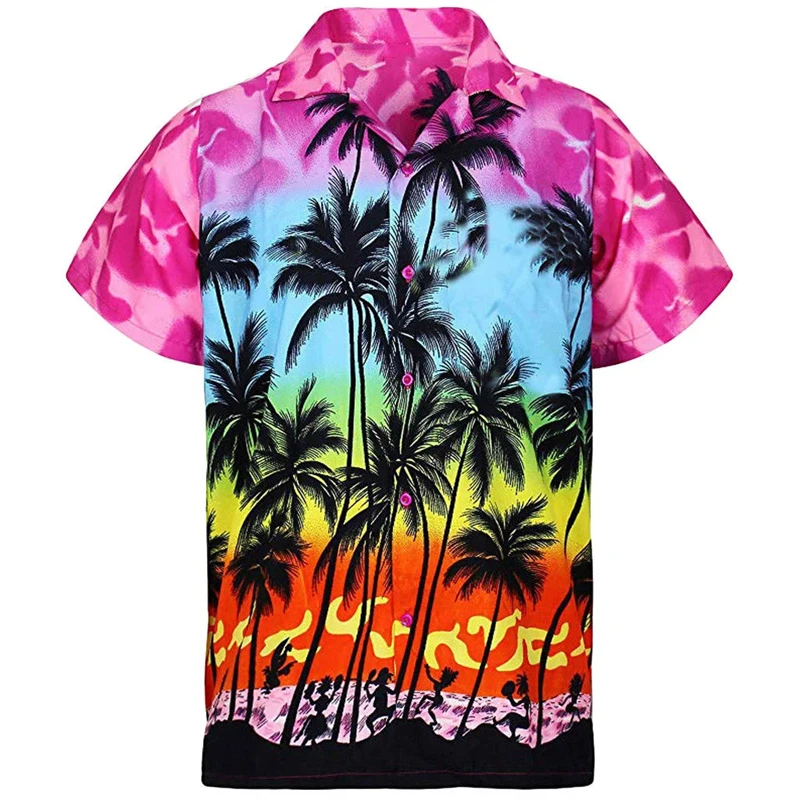 Chemises de plage graphiques AMP Tree pour hommes, chemisier à revers, streetwear hawaïen, vêtements College en 3D, vacances à la mode, Y2k