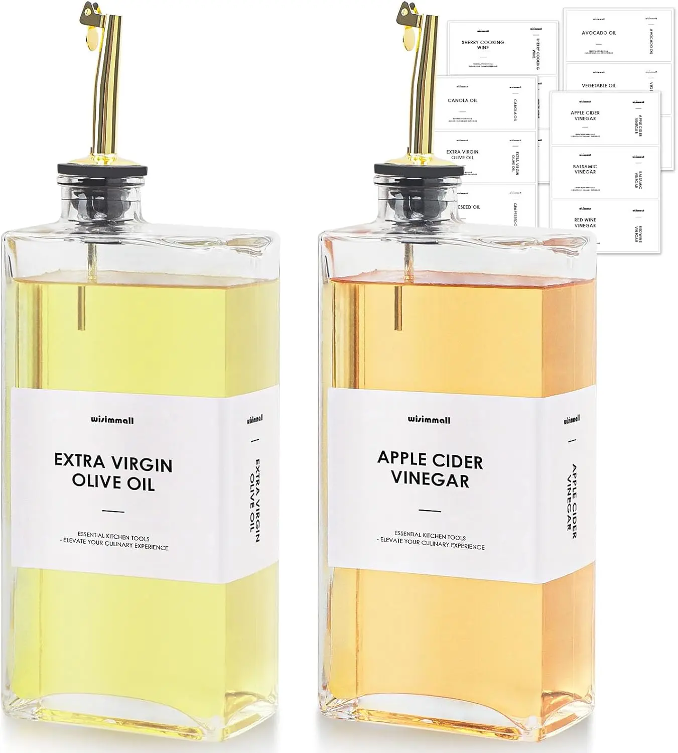 Olive Oil Dispenser For Kitchen, Glass Oil Bottle 500ML Oil And Vinegar Dispenser Set Of 2, Cooking Oil Dispenser With 2 Stainle