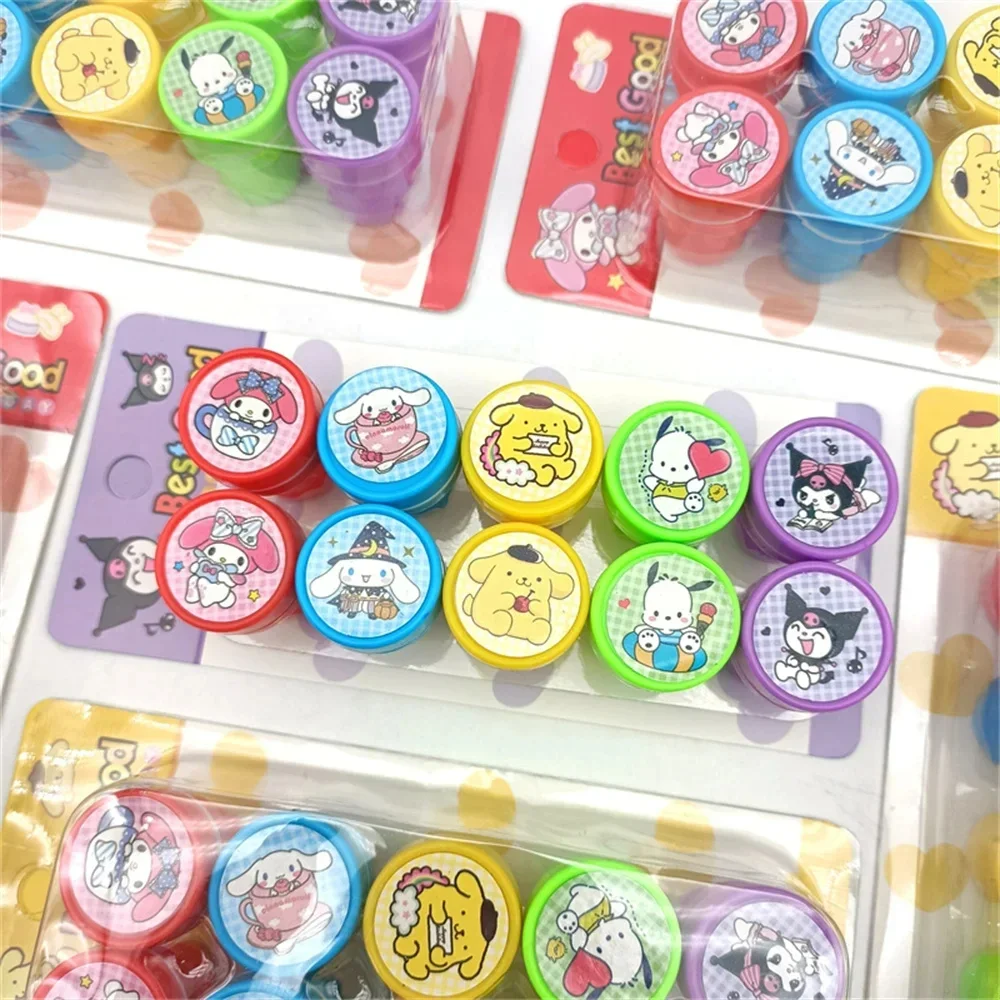 헬로키티 애니메이션 피규어 만화 시리즈 라운드 퀵 드라이잉 잉크 패드 창의적인 장난감 작은 도장 패턴 선물 장난감 어린이용