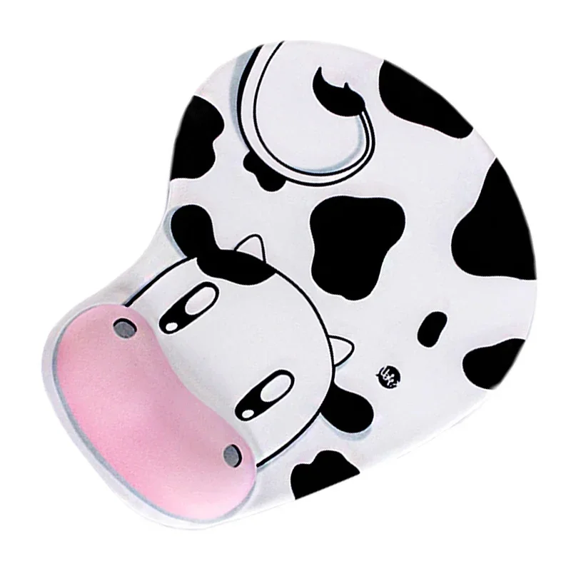 Cute Cow Silicone Mouse Pad Mat With Gel Wrist Support For Laptop Accessories For Macbook Memory Foam Comfort Pad Anti-Slip