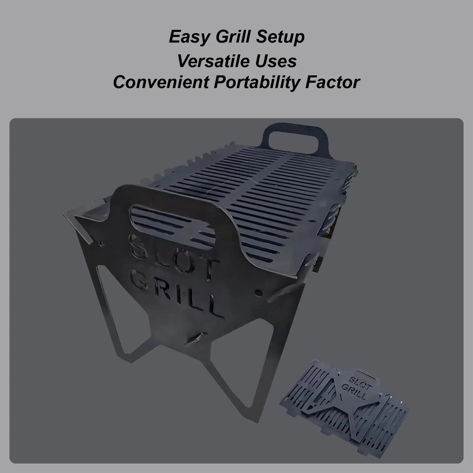 

Складной угольный гриль, желоб для кемпинга, гриль для костра, сверхмощная подставка для жарки, держатель для аксессуаров для курильщика для патио, путешествий на открытом воздухе