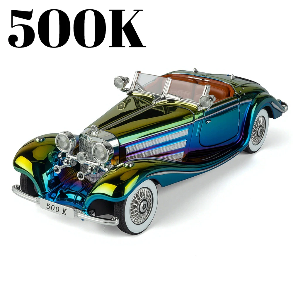 مقياس 1:24 500K 300SL لعبة سيارة عتيقة نموذج معدني دييكاست ضوء الموسيقى التراجع نماذج المركبات المطلية بالكهرباء مجموعة الهدايا