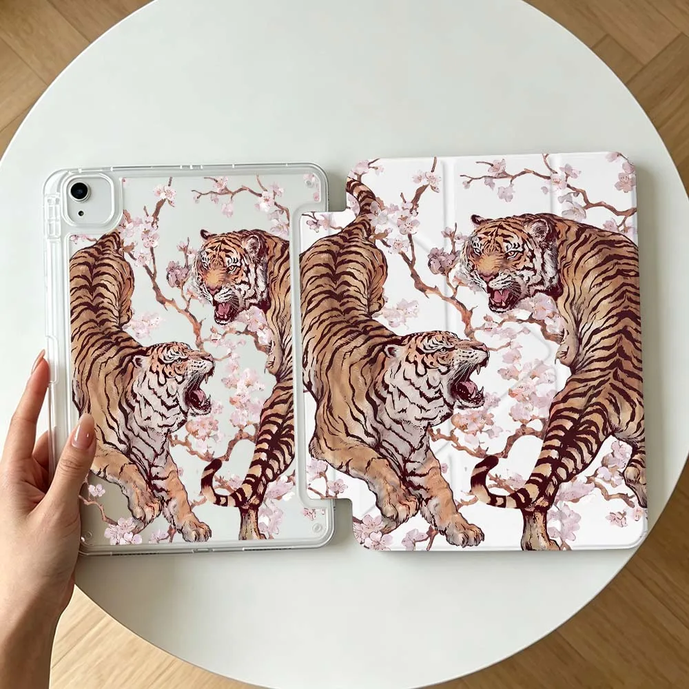 Tiger Cherry Blossom Art Soft For Apple iPad Air A16 4 12th 11th 10th 7th 11 12.9 13 10.5 inch Gen 3Y Tablet Case