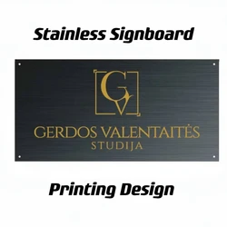 Modern Stainless Outdoor Signboard Metal Door Plate Customized Logo Laser Cut Letter Name Address for Hotel Villa Shop Company