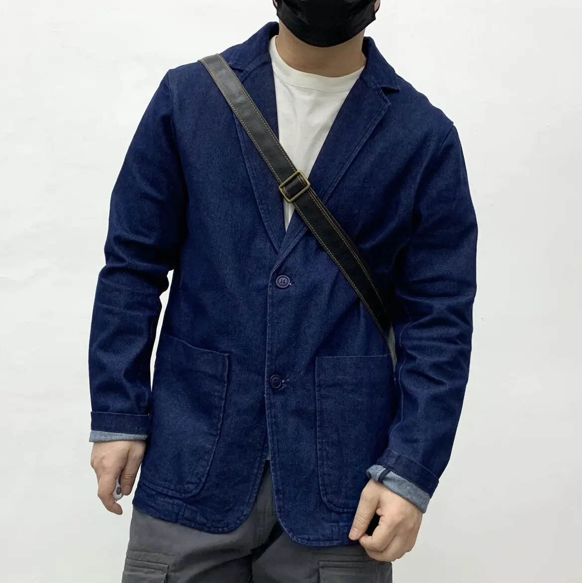 Heavyweight Washed Men's Casual Raw Denim Blazer Japanese Retro Single-breasted Suit Jacket Mountain-style Unisex Fall Jacket