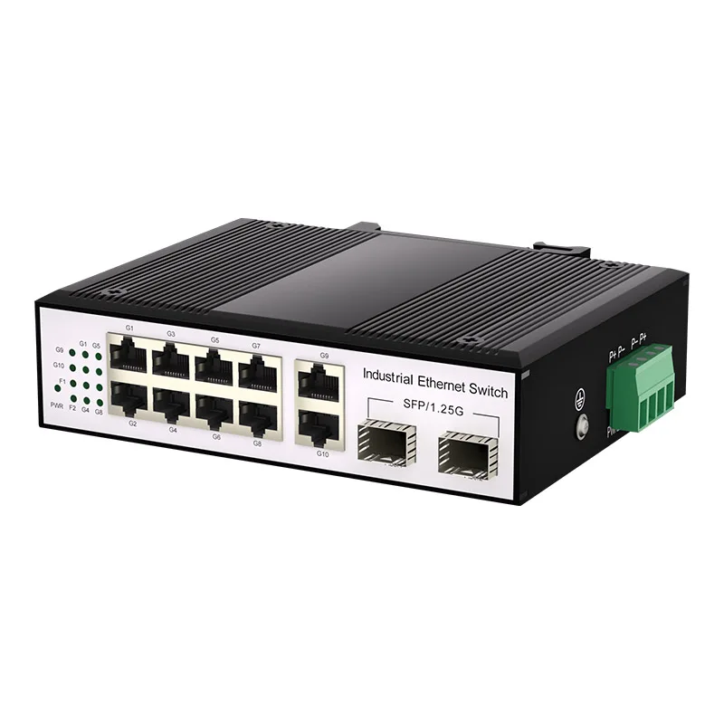 Gigabit 8 Port Industrial Ethernet Switch with 2 10/100/1000Mbps Uplink 2 SFP Fiber Port Din-rail Industrial Network Switch