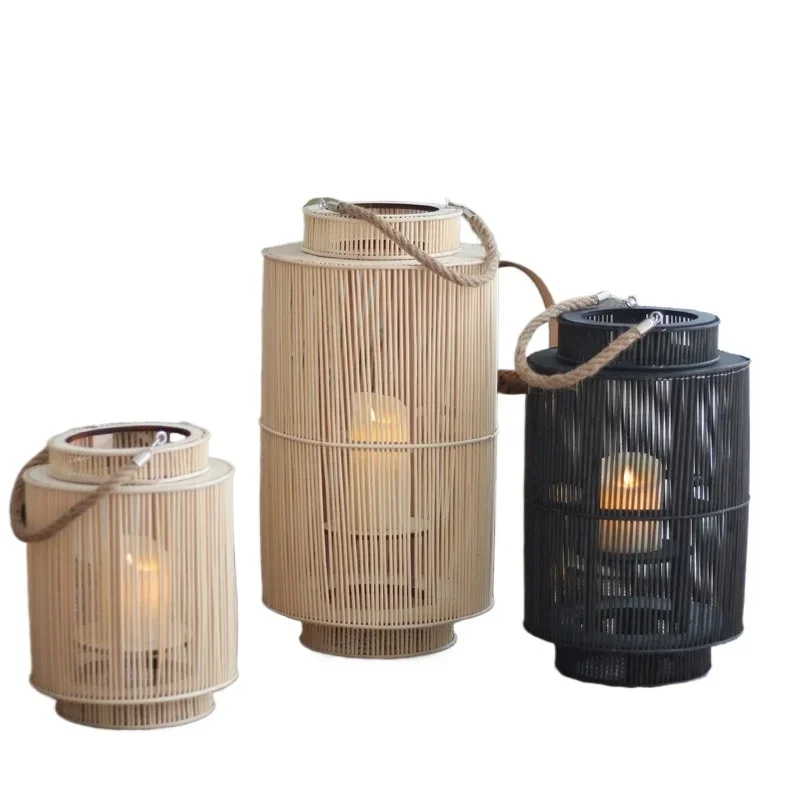 

decoration windproof rattan chandelier floor lamp other candlesticks lantern jar environmentally friendly lampshade weaving