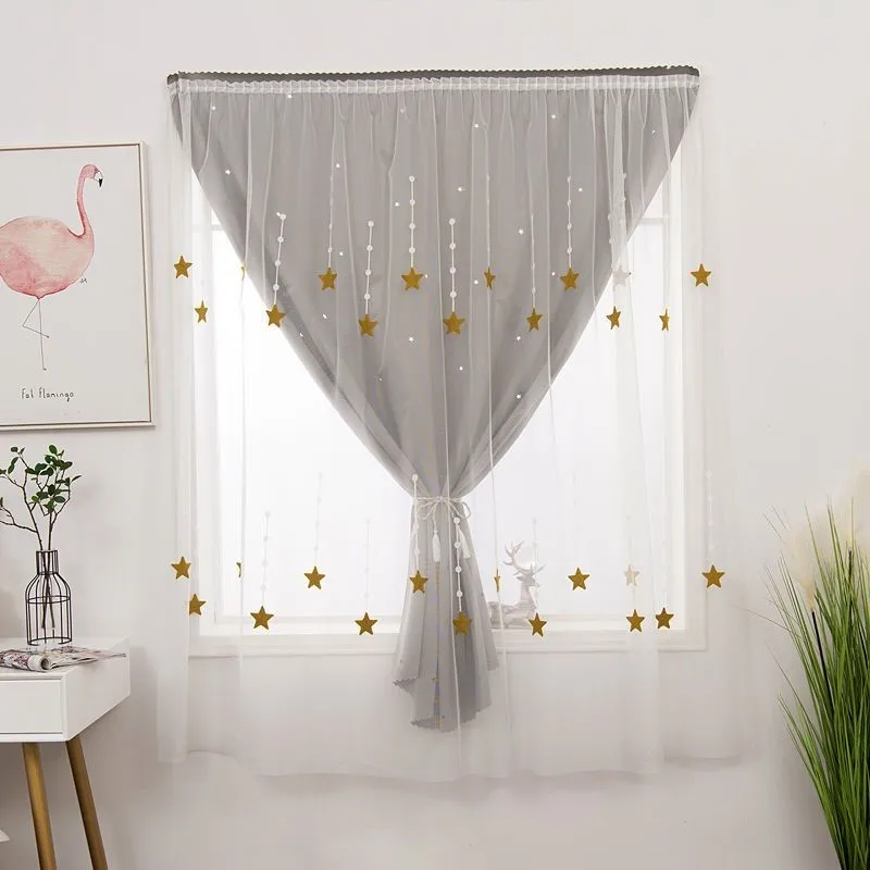 Rental Room Magic Paste Curtain Blackout Princess Style Bedroom No Drilling Installation Home Blackout Decoration Curtains ZG933