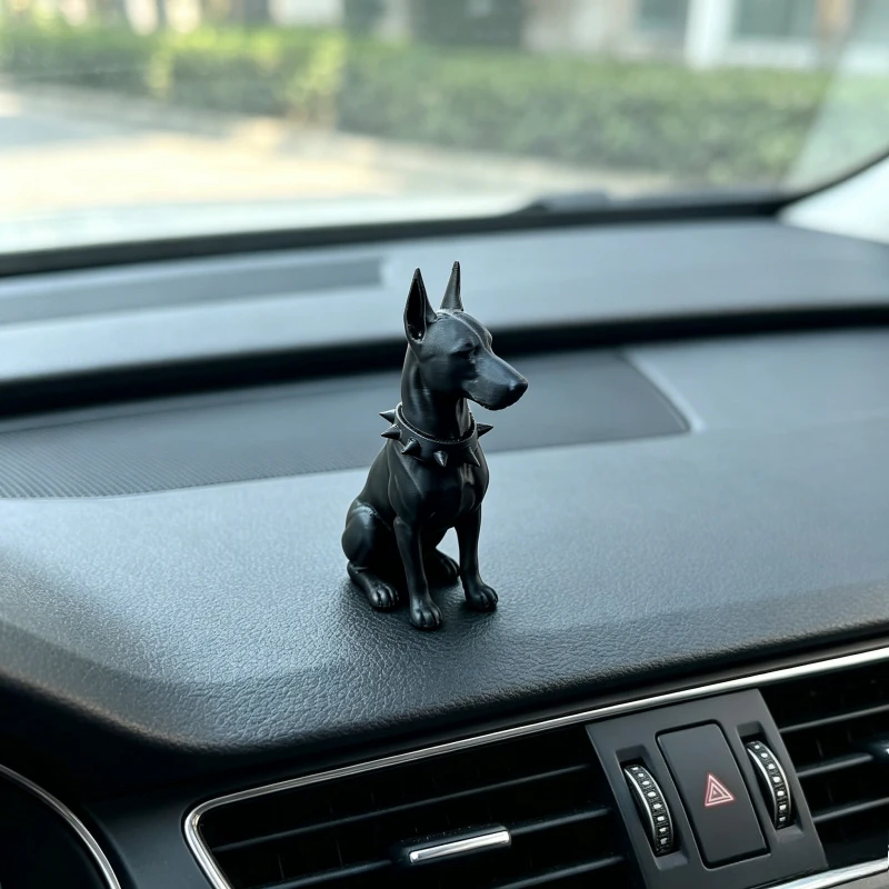 Sitting Doberman Pinscher Figurine,Cool Dog Statue for Pet Lovers Car Desk Bookshelf Decor,3D Printed Craft Home Ornament