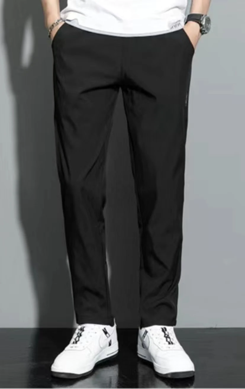 

Men's Pants 2025 Summer New Black Gray Thin Business Casual Pants Outdoor Elastic Breathable Straight Leg Sweatpants