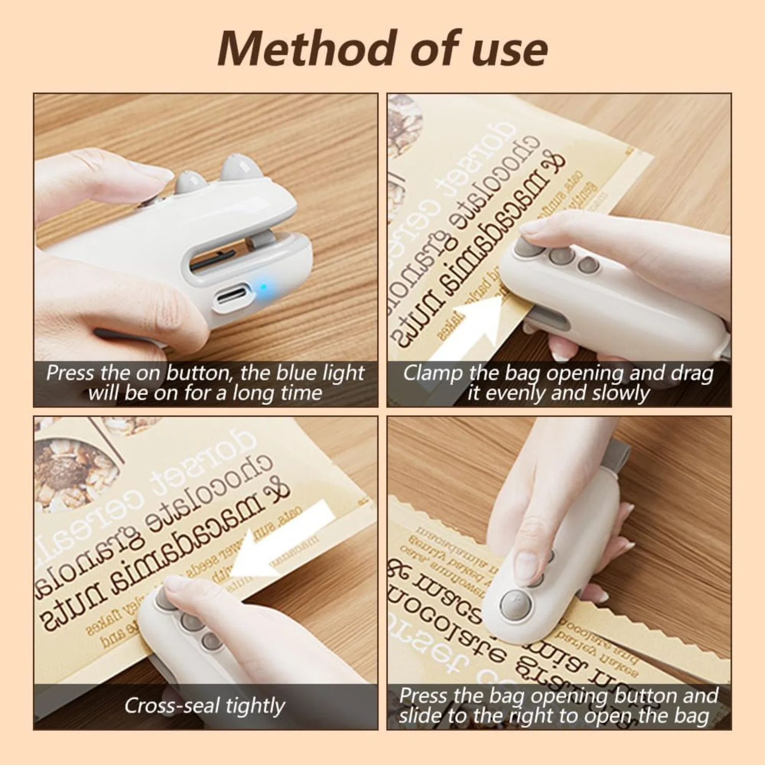 Мини-запайщик пакетов, 2024 Новый упаковщик пакетов 2 в 1, термосварка с запечатыванием и запечатыванием, USB-перезаряжаемый запайщик пакетов, магнитный запайщик пакетов с чипом для