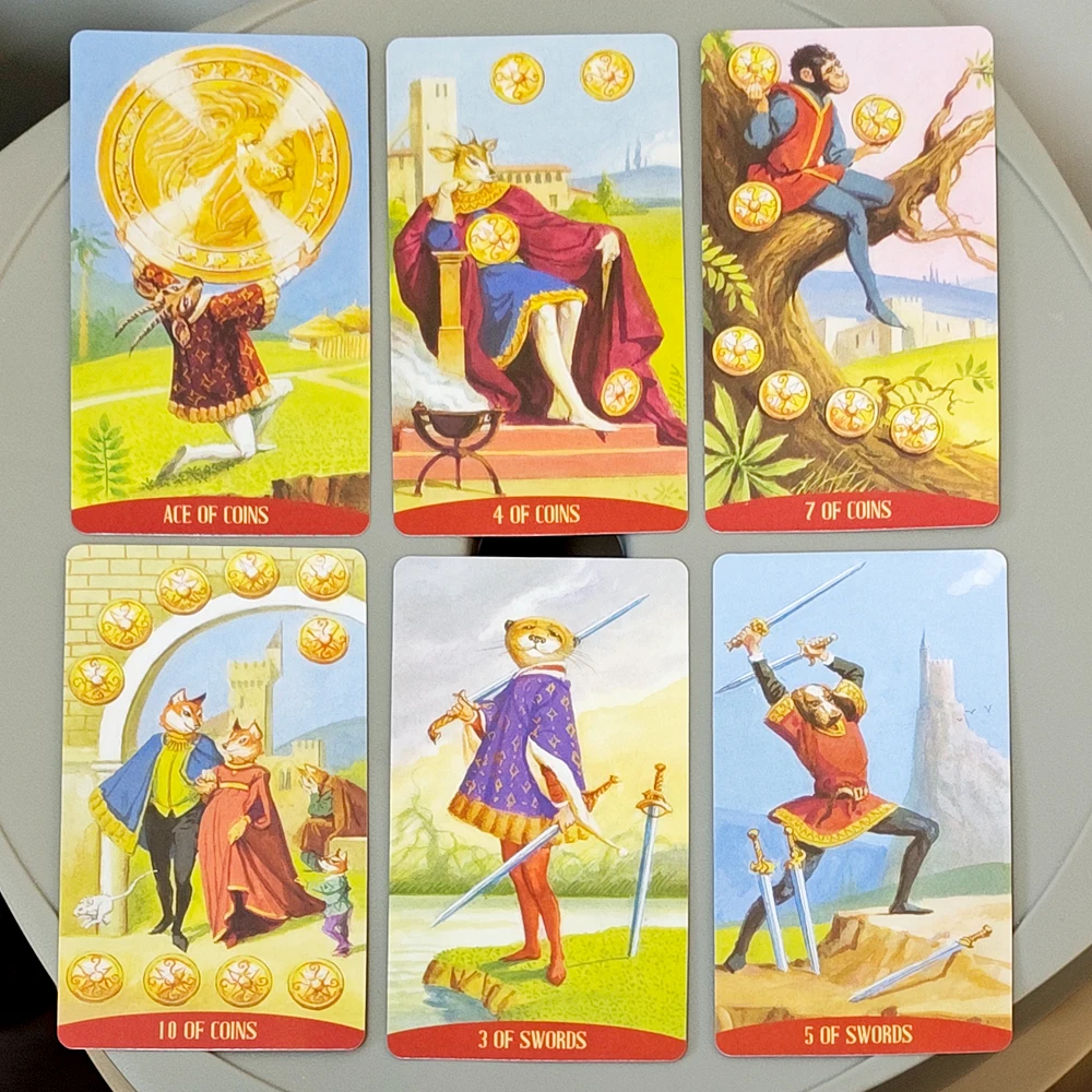 10.3*6cm Royal Animals Tarot Deck 78-Card Renaissance Style Italian Art Tarot Based on Rider Waite System