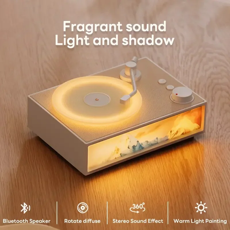 Portable Retro Vinyl Record Music Player Wireless Speaker 5W HIFI Stereo Sound with Night Light & Aroma Caixa De Som Bluetooth