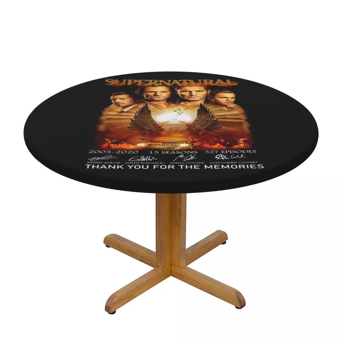 Supernatural Thank You For The Memories Waterproof Round Tablecloth Oilproof Table Cloth for Kitchen Events Dining Table Cover
