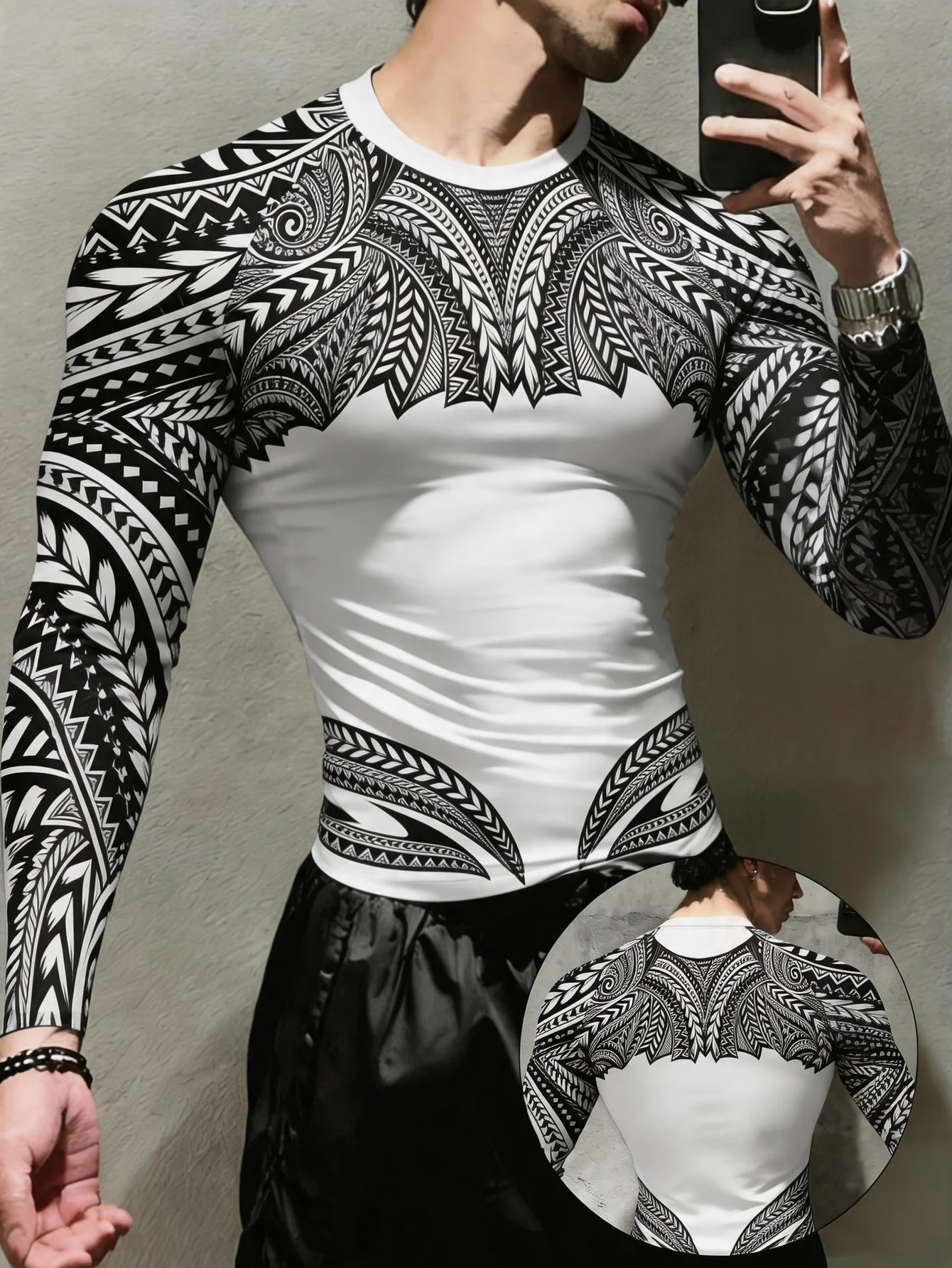 Men's Racing Style Long Sleeve Gym Tee Purple Racing Letter Color Block Raglan Sleeve Energetic Sporty Top