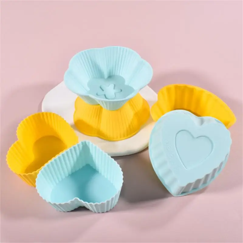 4PCS Butterfly Muffin Cup High Temperature Resistant Cake Pudding Cup Various Egg Tart Thickened Heart-shaped Silicone Molds